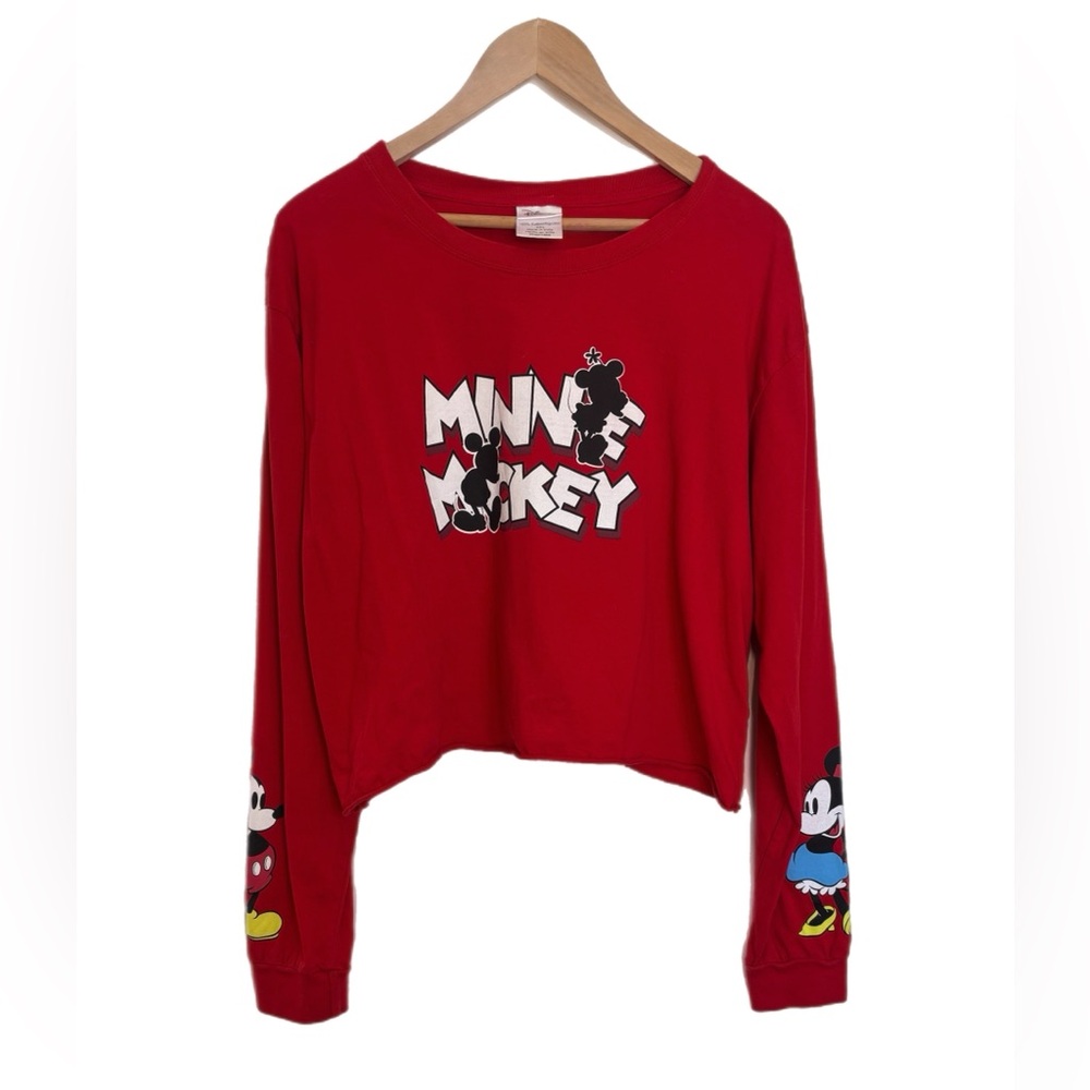 Disney Minnie & Mickey red long sleeve crop top